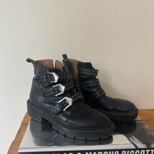 Moto Black Buckle Boots